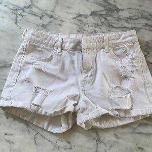 White jean shorts